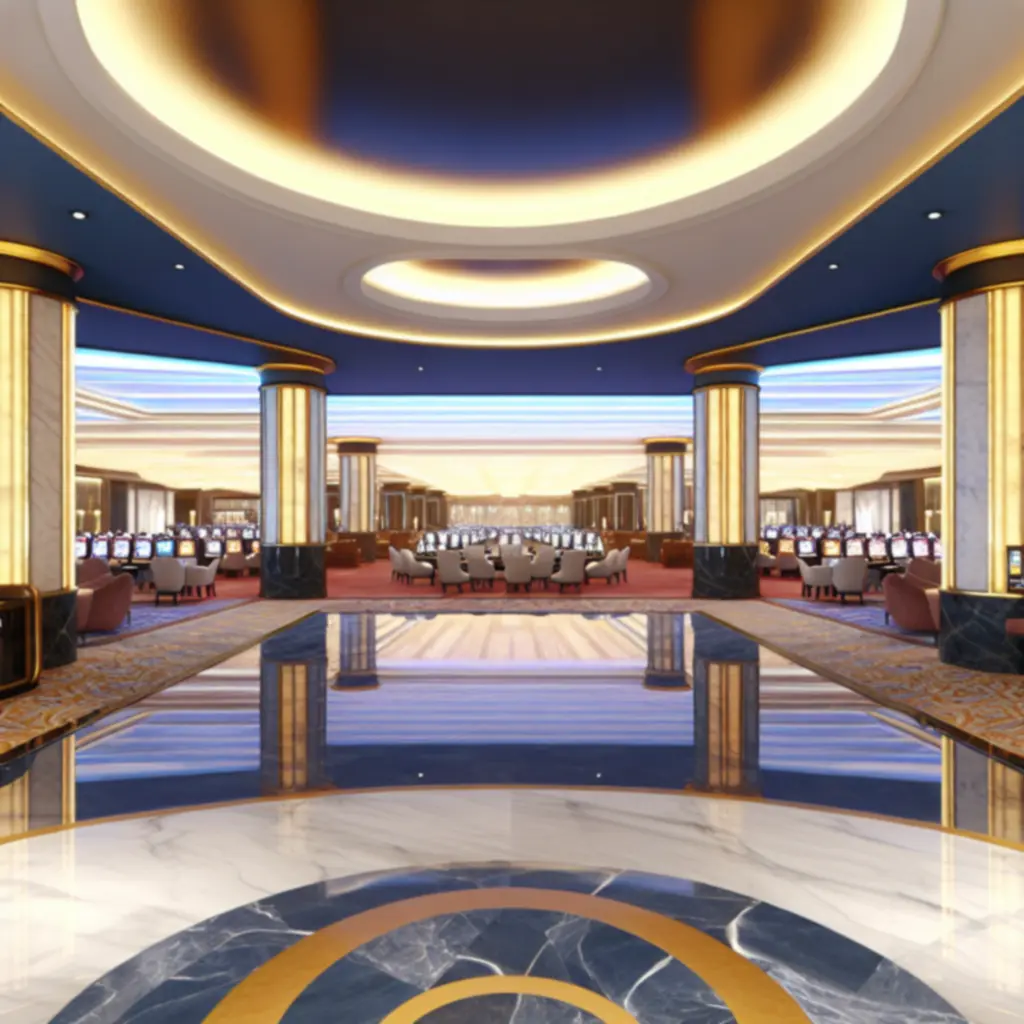 Luxe entree van HeavenBroHotel met gouden details en glamoureuze sfeer